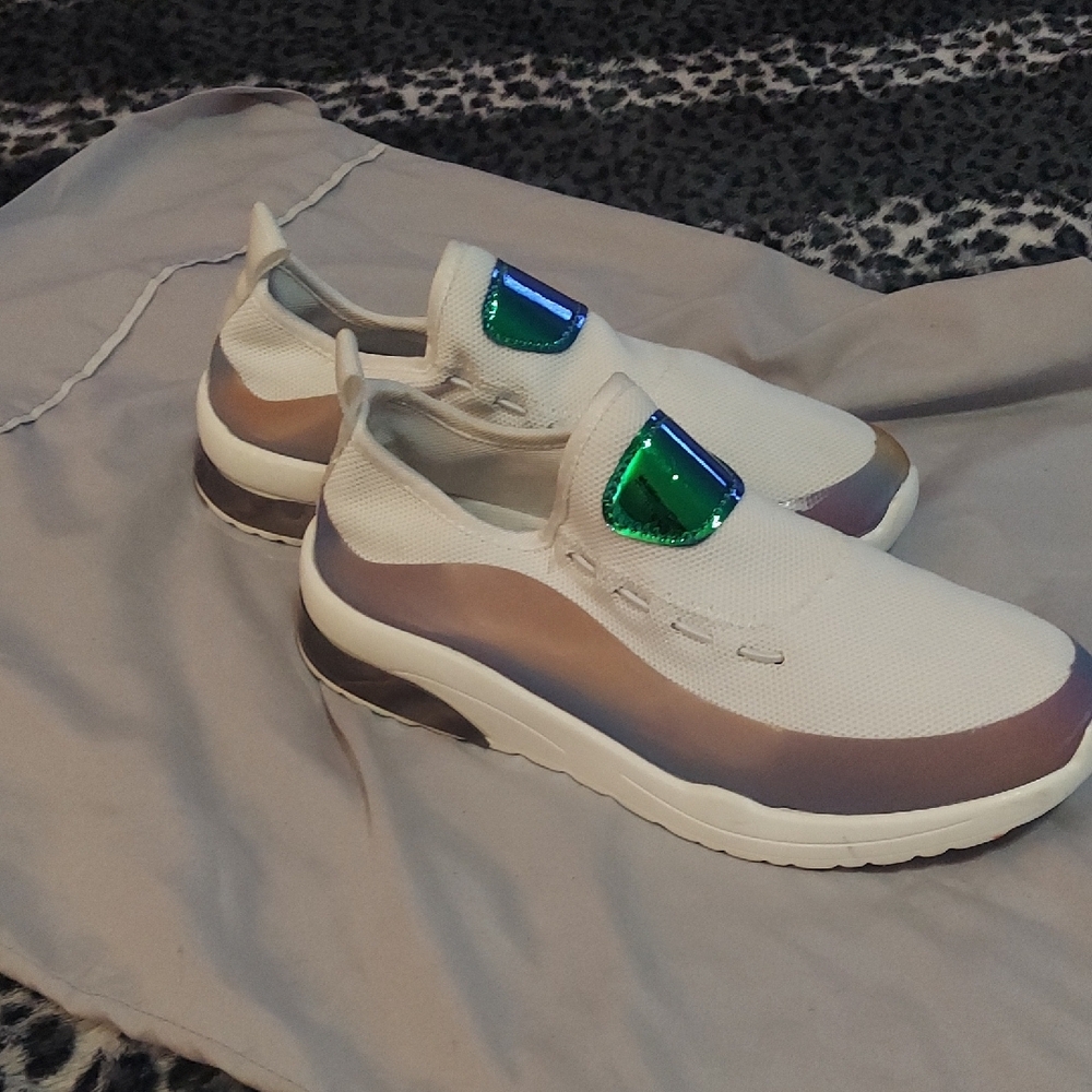 4/$12 Womens  Cream and Iridescent Slip-On Sneakers - Picture 5 of 11